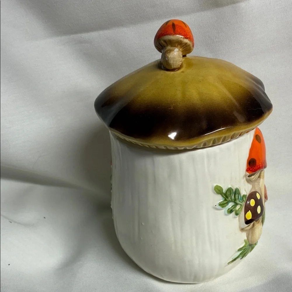 Vintage Sears Merry Mushroom Small Canister Jar With Lid 1970s Replacement